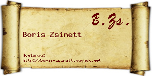 Boris Zsinett névjegykártya